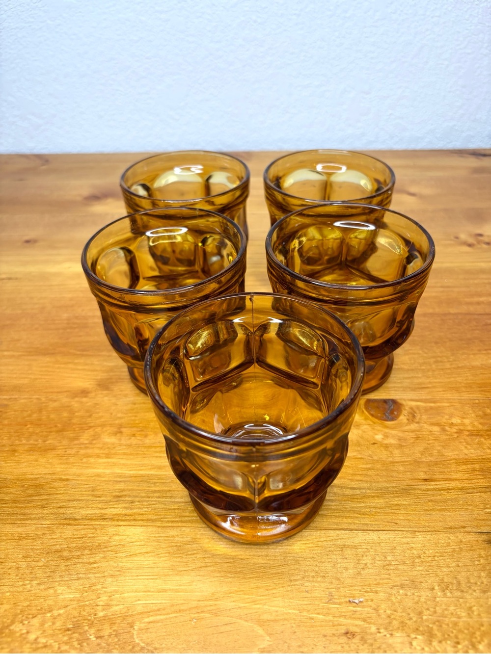 Vintage Libbey Amber Rock Sharpe AshBurton Whiskey Glass Tumblers Set of 5